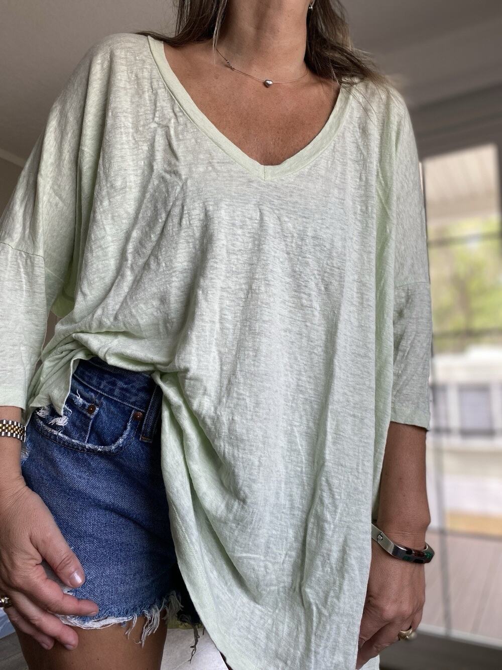 Eileen Fisher  Organic Linen Lagenlook Tunic Knit Top S/P Oversize